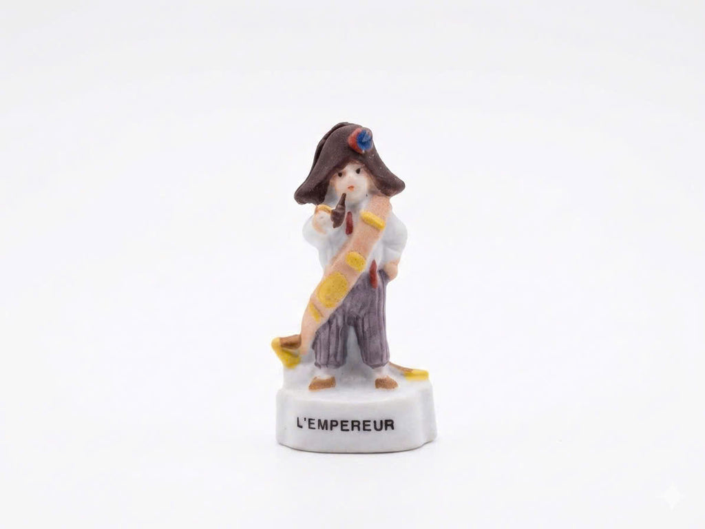 Vintage French Feve Napoleon L'Empereur Porcelain Figurine | Miniature Ceramic Historical Figure Charm | Epiphany King Cake Surprise