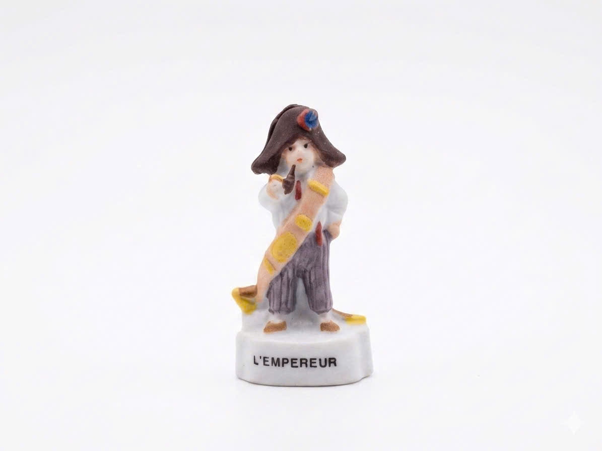 Vintage French Feve Napoleon L'Empereur Porcelain Figurine | Miniature Ceramic Historical Figure Charm | Epiphany King Cake Surprise