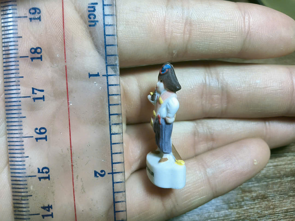 Vintage French Feve Napoleon L'Empereur Porcelain Figurine | Miniature Ceramic Historical Figure Charm | Epiphany King Cake Surprise