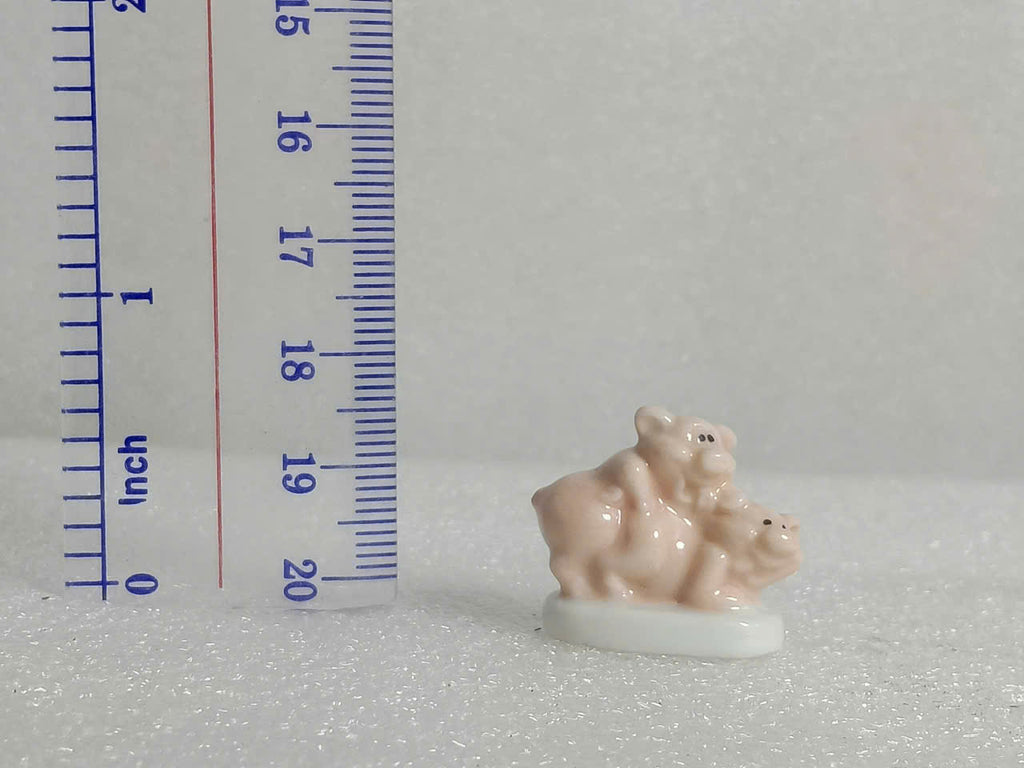 Vintage Miniature Pink Ceramic Piggy Figurines - Collectible French King Cake Charms