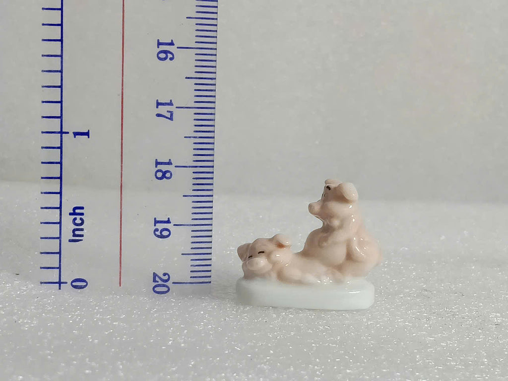 Vintage Miniature Pink Ceramic Piggy Figurines - Collectible French King Cake Charms