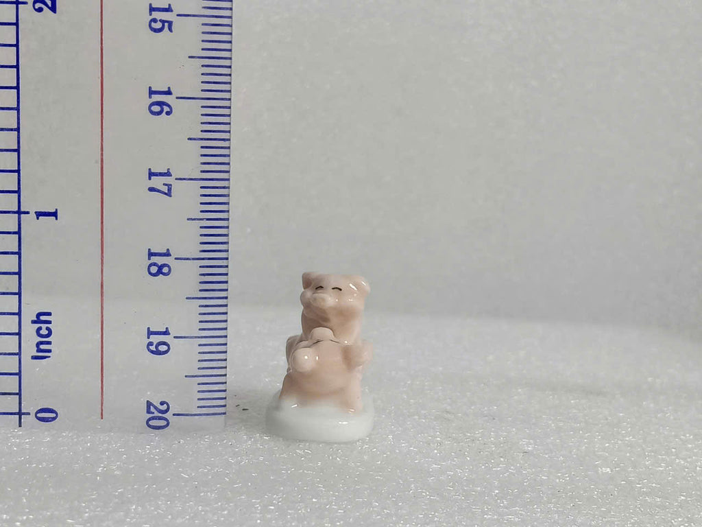 Vintage Miniature Pink Ceramic Piggy Figurines - Collectible French King Cake Charms