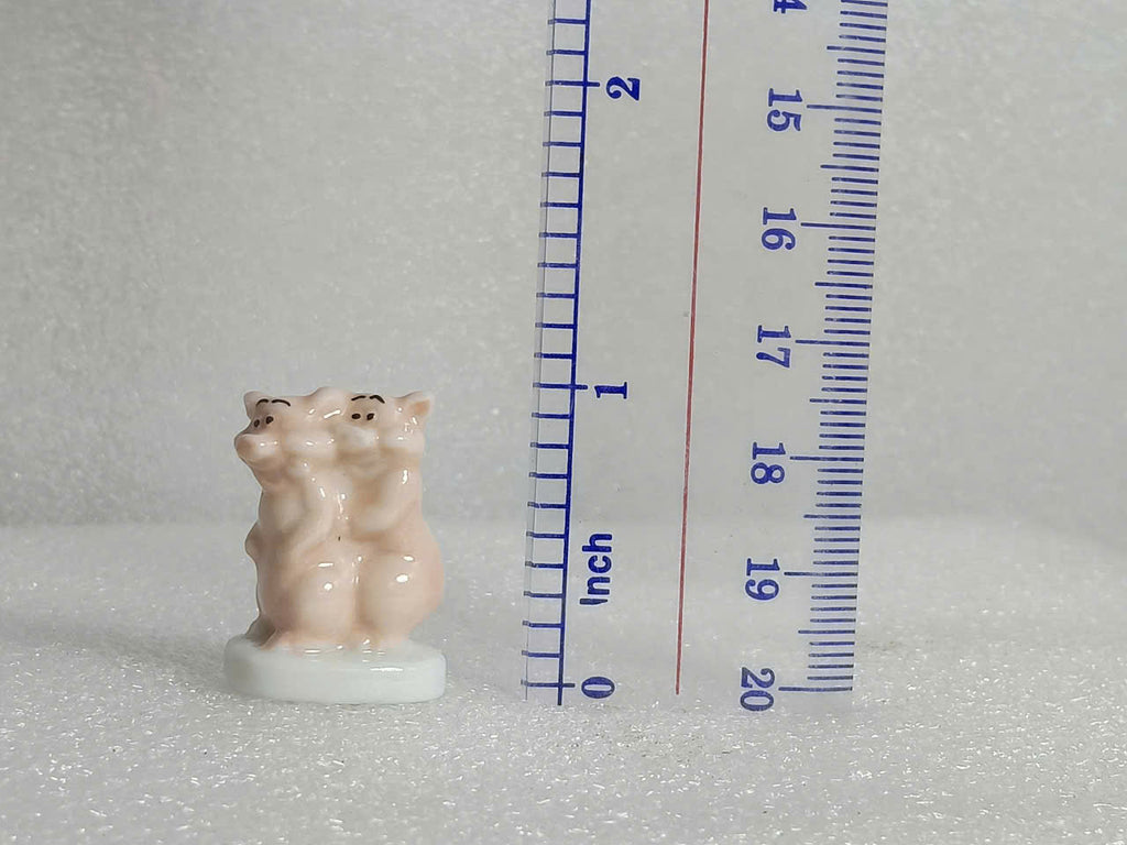 Vintage Miniature Pink Ceramic Piggy Figurines - Collectible French King Cake Charms