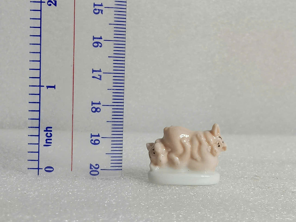 Vintage Miniature Pink Ceramic Piggy Figurines - Collectible French King Cake Charms