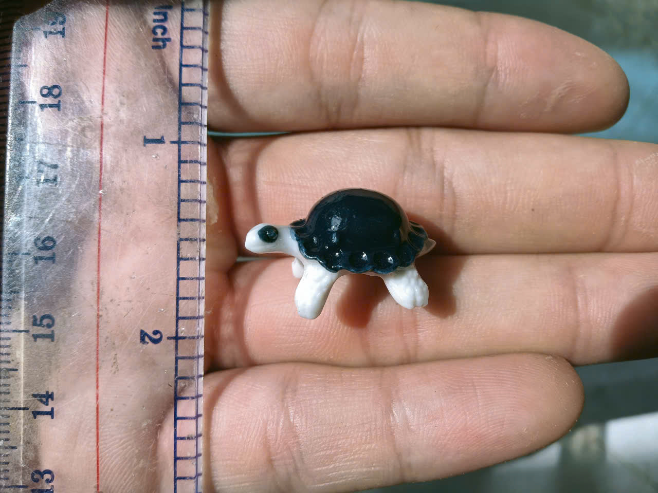 Miniature Ceramic Turtle Figurines - Handmade Porcelain Turtle Feves, Tiny Collectible Animal Lucky Charms