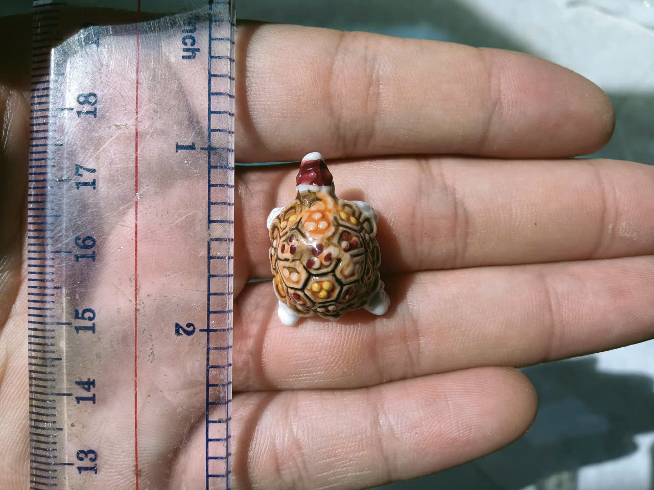 Miniature Ceramic Turtle Figurines - Handmade Porcelain Turtle Feves, Tiny Collectible Animal Lucky Charms