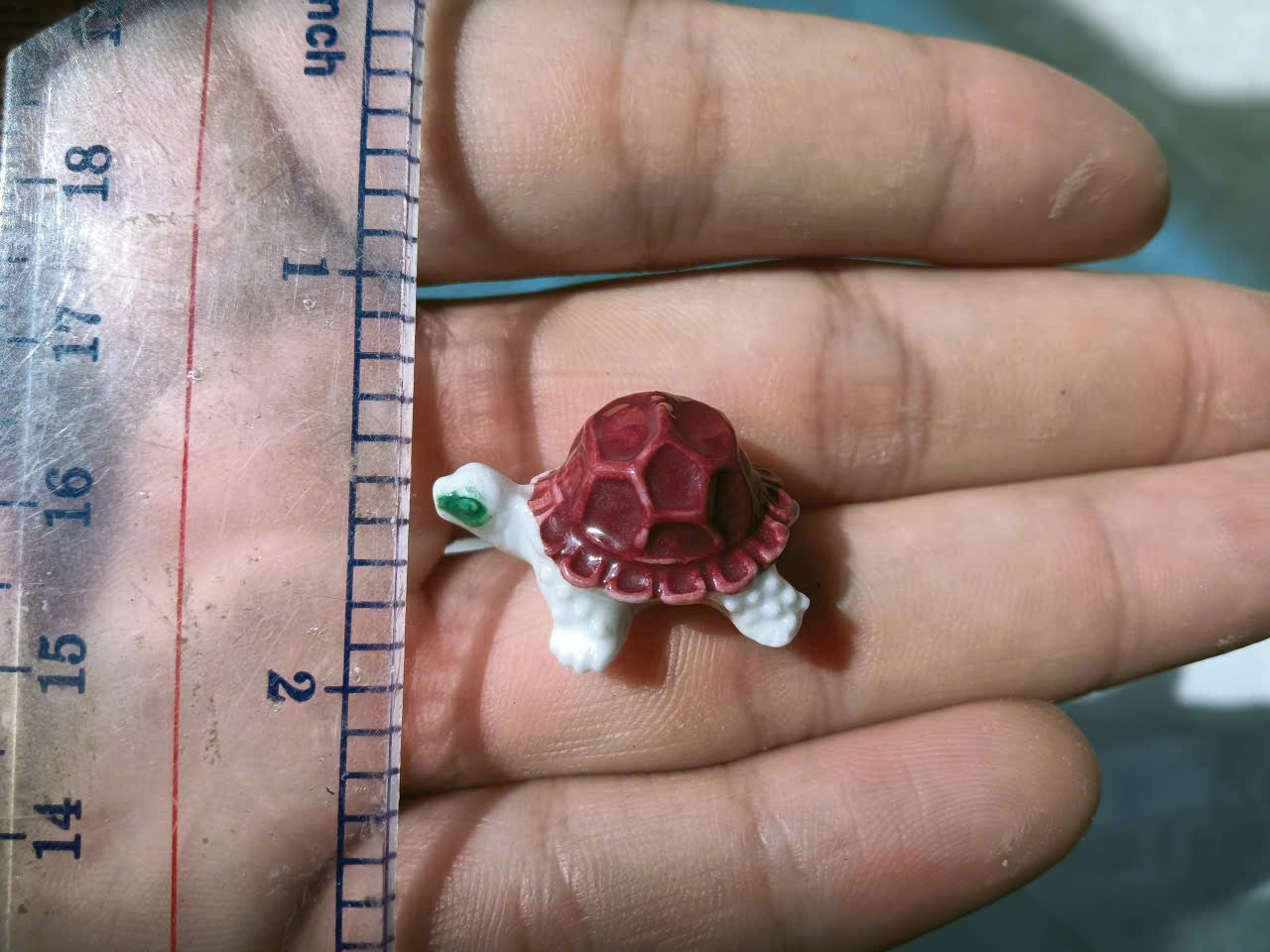 Miniature Ceramic Turtle Figurines - Handmade Porcelain Turtle Feves, Tiny Collectible Animal Lucky Charms