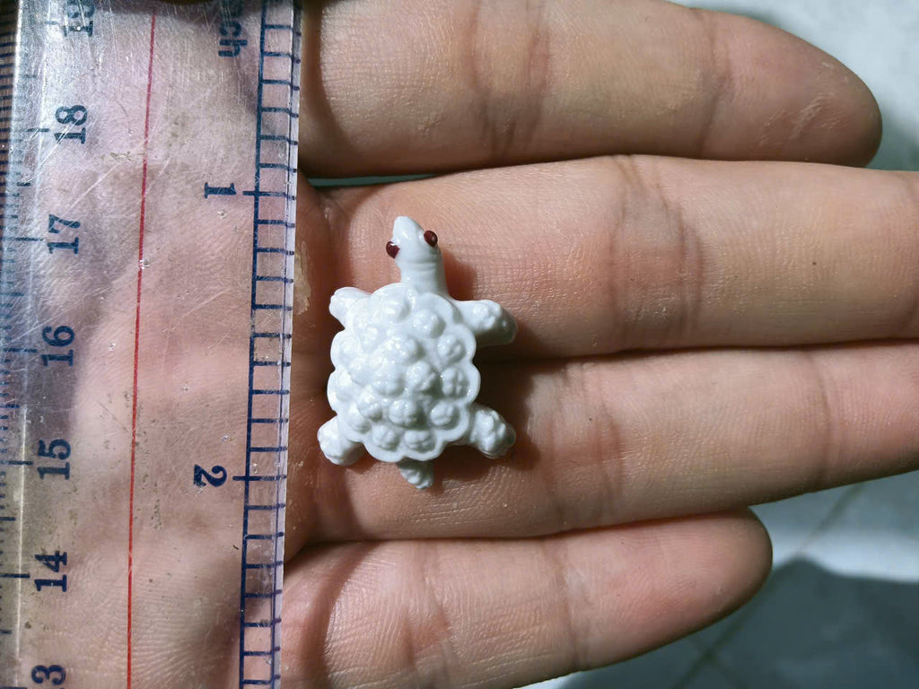 Miniature Ceramic Turtle Figurines - Handmade Porcelain Turtle Feves, Tiny Collectible Animal Lucky Charms