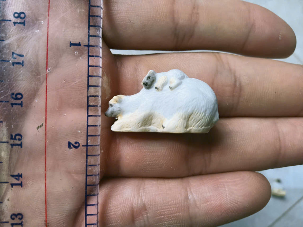 French Fève Miniature Porcelain Polar Bear Figurine – Individual Collectible Arctic Animal Charm
