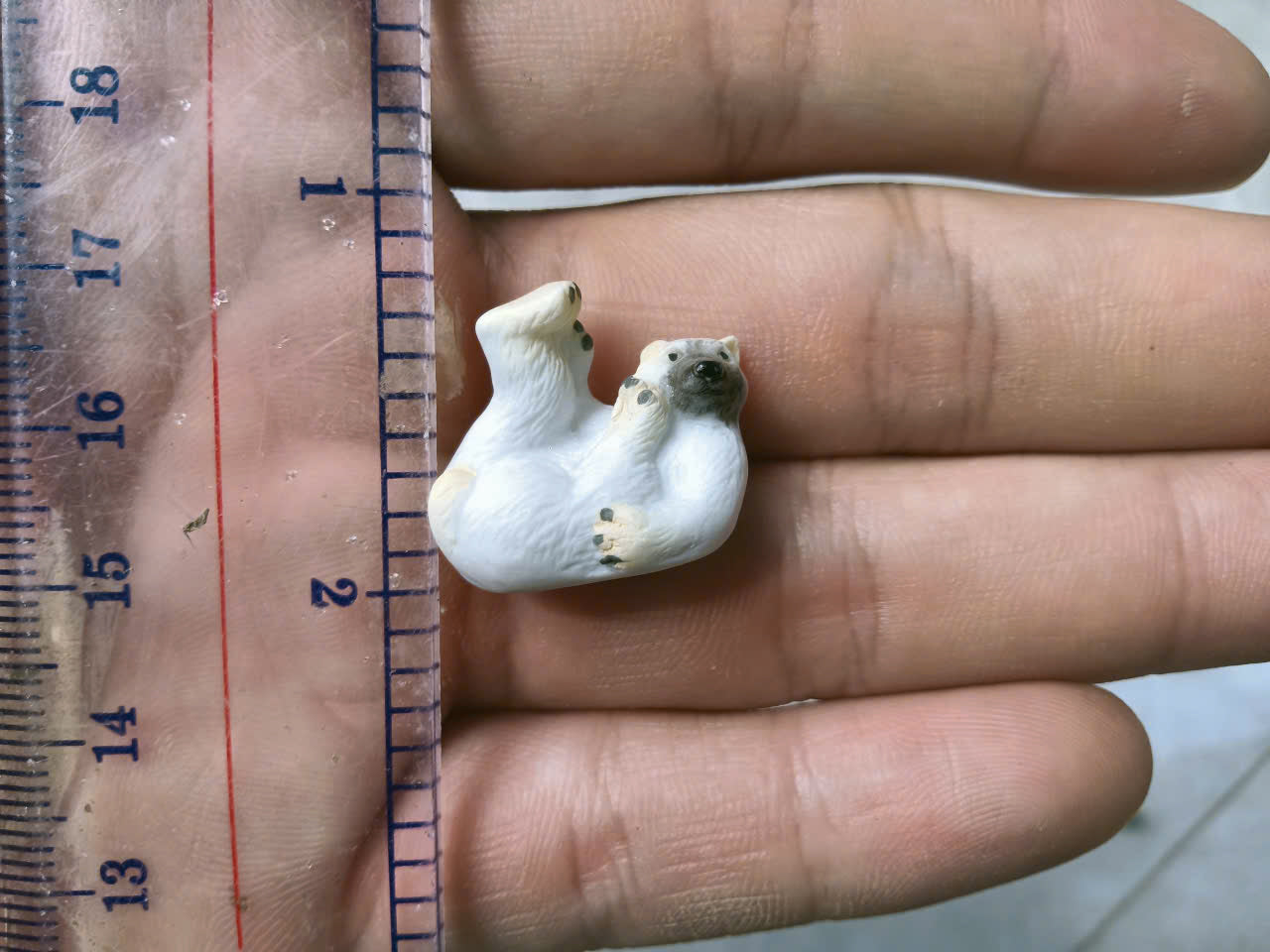 French Fève Miniature Porcelain Polar Bear Figurine – Individual Collectible Arctic Animal Charm