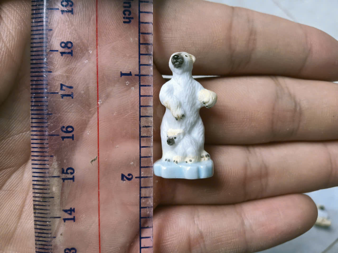 French Fève Miniature Porcelain Polar Bear Figurine – Individual Collectible Arctic Animal Charm
