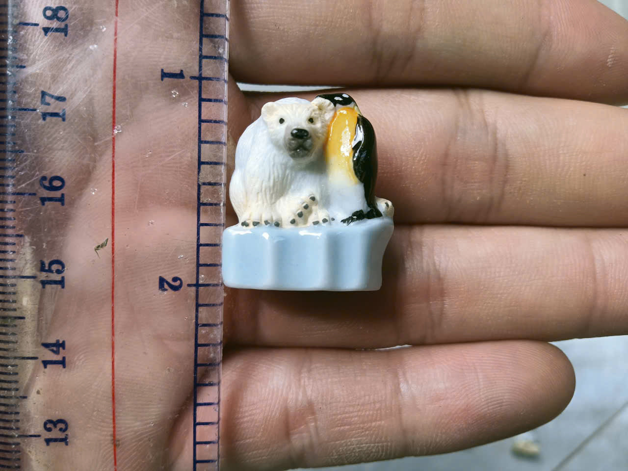 French Fève Miniature Porcelain Polar Bear Figurine – Individual Collectible Arctic Animal Charm