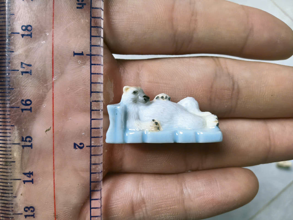 French Fève Miniature Porcelain Polar Bear Figurine – Individual Collectible Arctic Animal Charm