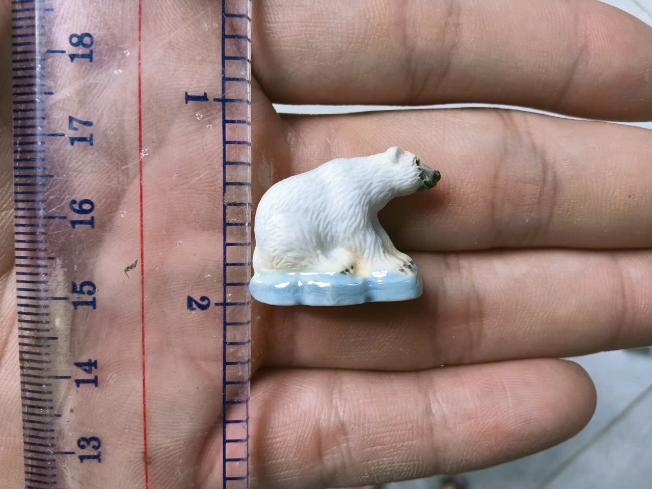 French Fève Miniature Porcelain Polar Bear Figurine – Individual Collectible Arctic Animal Charm