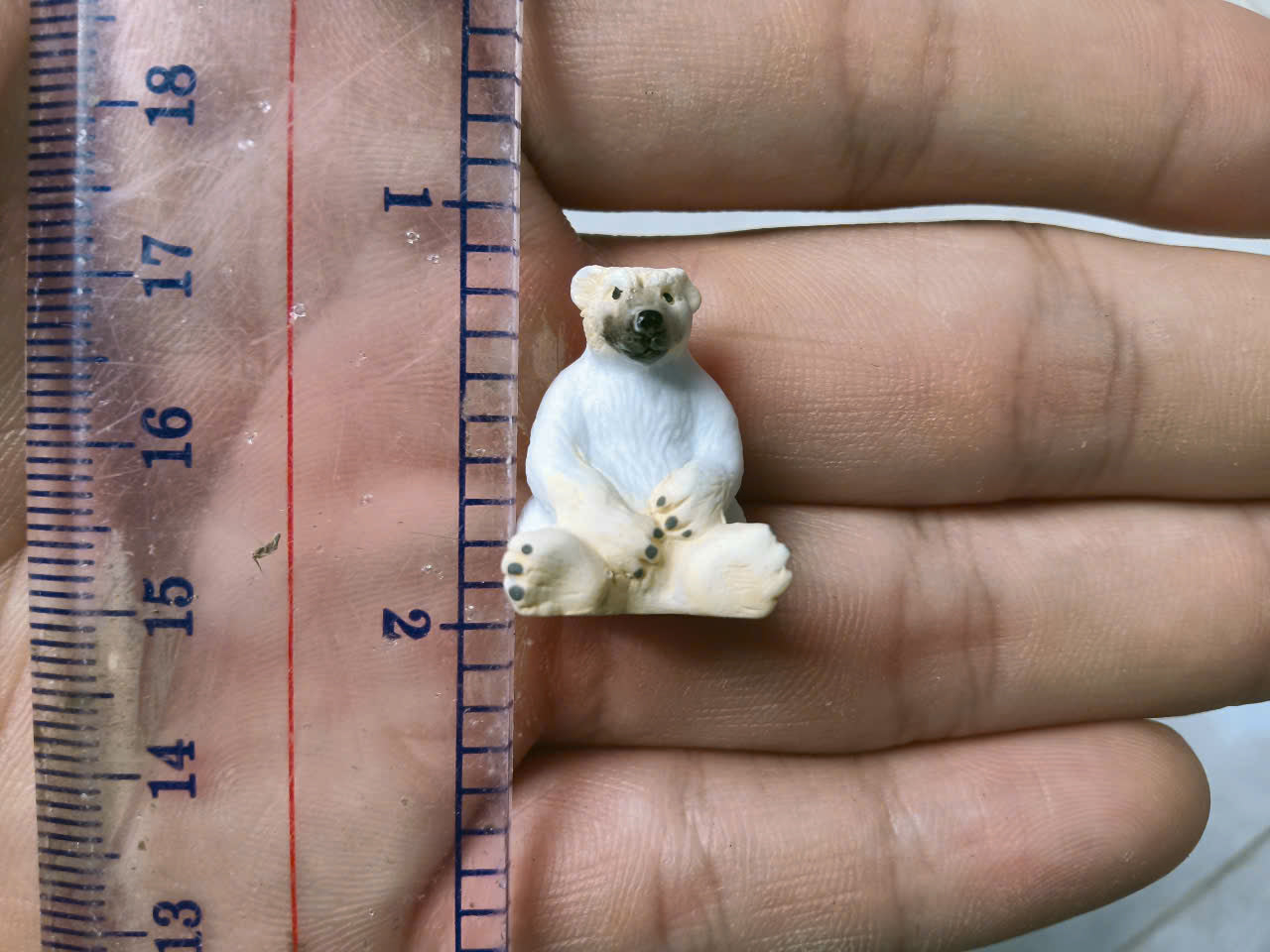 French Fève Miniature Porcelain Polar Bear Figurine – Individual Collectible Arctic Animal Charm