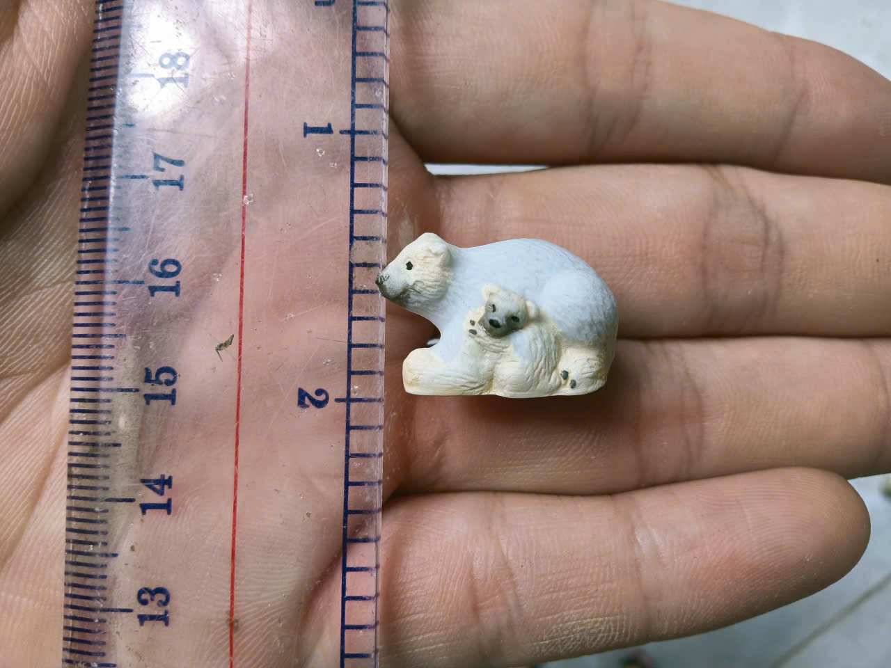 French Fève Miniature Porcelain Polar Bear Figurine – Individual Collectible Arctic Animal Charm