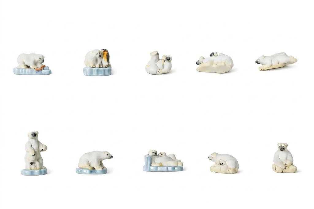 French Fève Miniature Porcelain Polar Bear Figurine – Individual Collectible Arctic Animal Charm