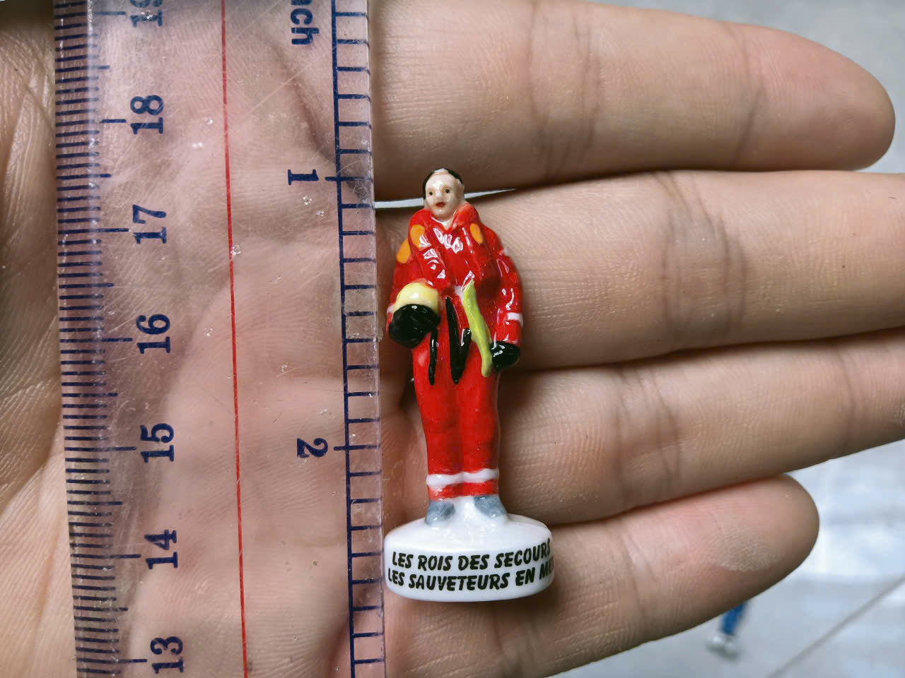 French Fève Miniature Porcelain Fireman Figurine – Individual Collectible Emergency Services King Cake Charm