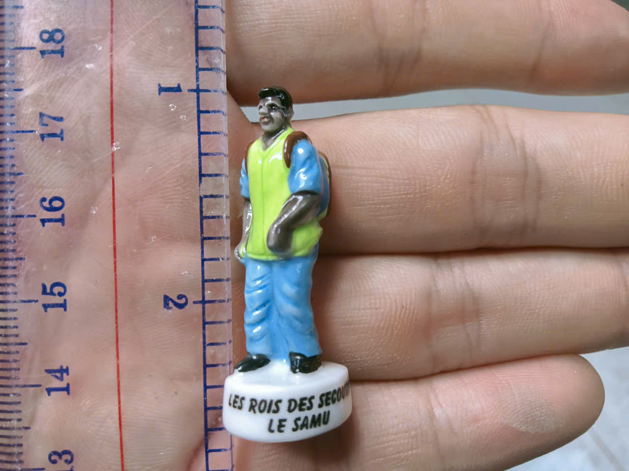French Fève Miniature Porcelain Fireman Figurine – Individual Collectible Emergency Services King Cake Charm