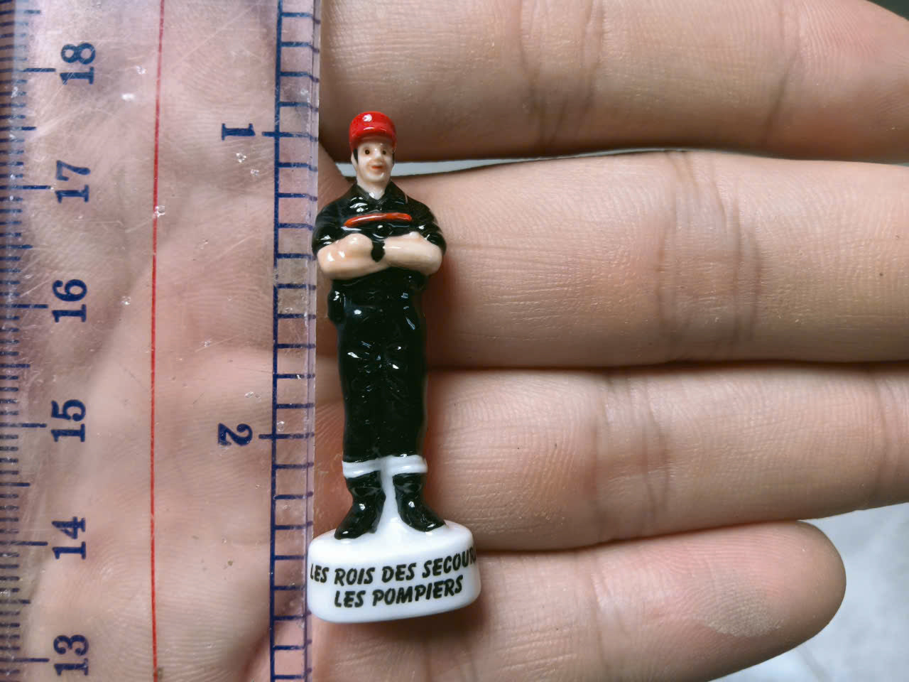 French Fève Miniature Porcelain Fireman Figurine – Individual Collectible Emergency Services King Cake Charm