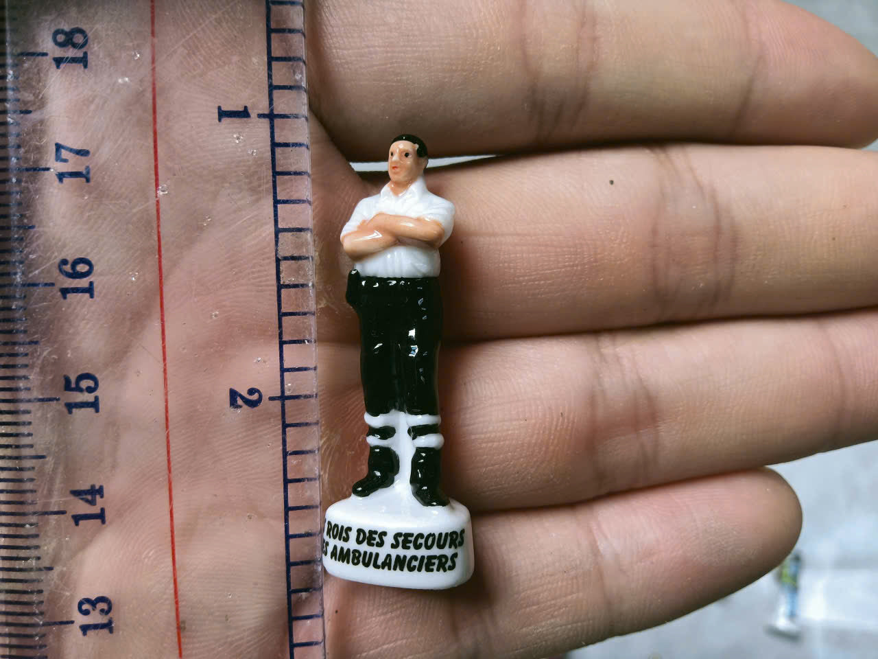 French Fève Miniature Porcelain Fireman Figurine – Individual Collectible Emergency Services King Cake Charm