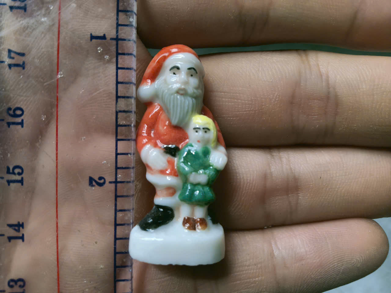 French Fève Miniature Porcelain Santa Claus Figurine – Individual Collectible Christmas King Cake Charm