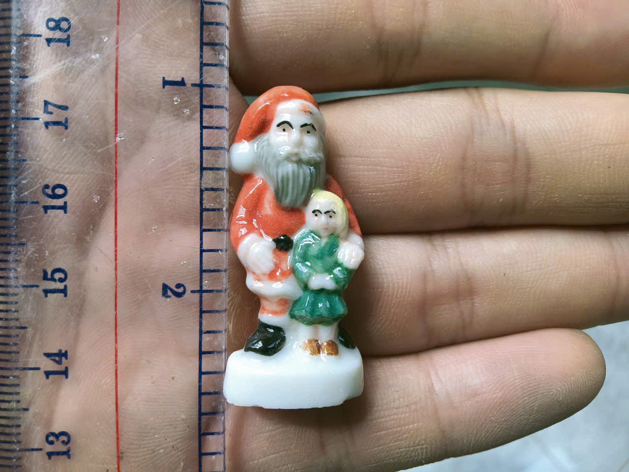 French Fève Miniature Porcelain Santa Claus Figurine – Individual Collectible Christmas King Cake Charm