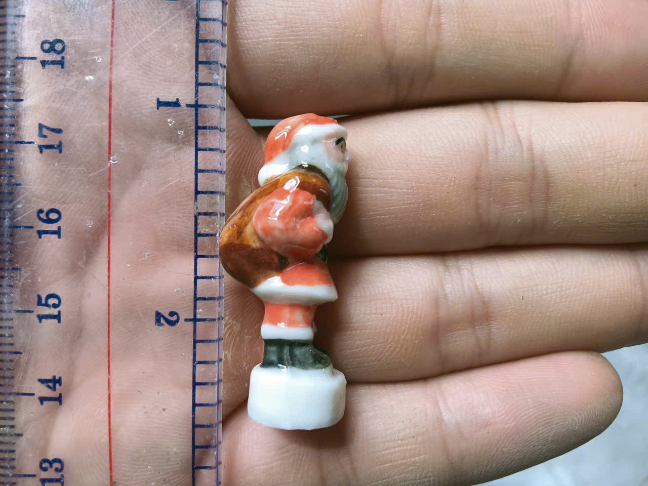 French Fève Miniature Porcelain Santa Claus Figurine – Individual Collectible Christmas King Cake Charm
