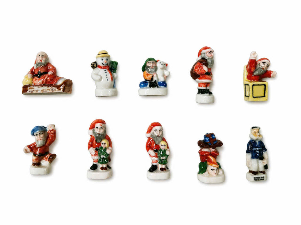 French Fève Miniature Porcelain Santa Claus Figurine – Individual Collectible Christmas King Cake Charm