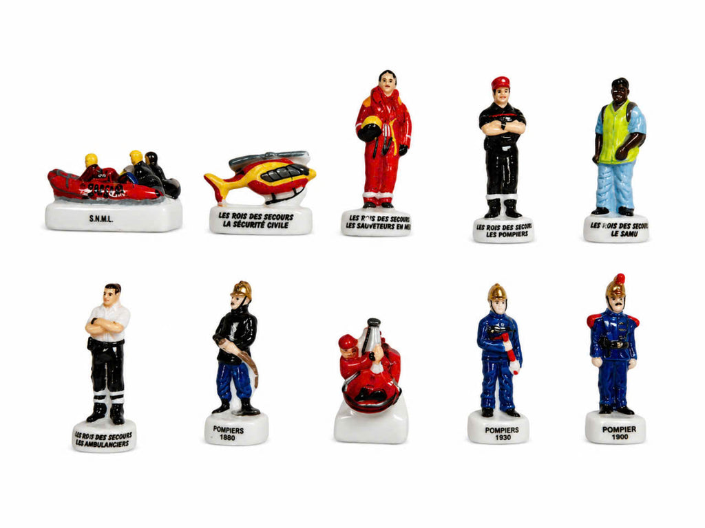 French Fève Miniature Porcelain Fireman Figurine – Individual Collectible Emergency Services King Cake Charm