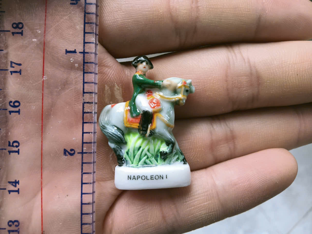 French Fève Miniature Porcelain Napoleon Figurine – Individual Collectible Historical Military King Cake Charm