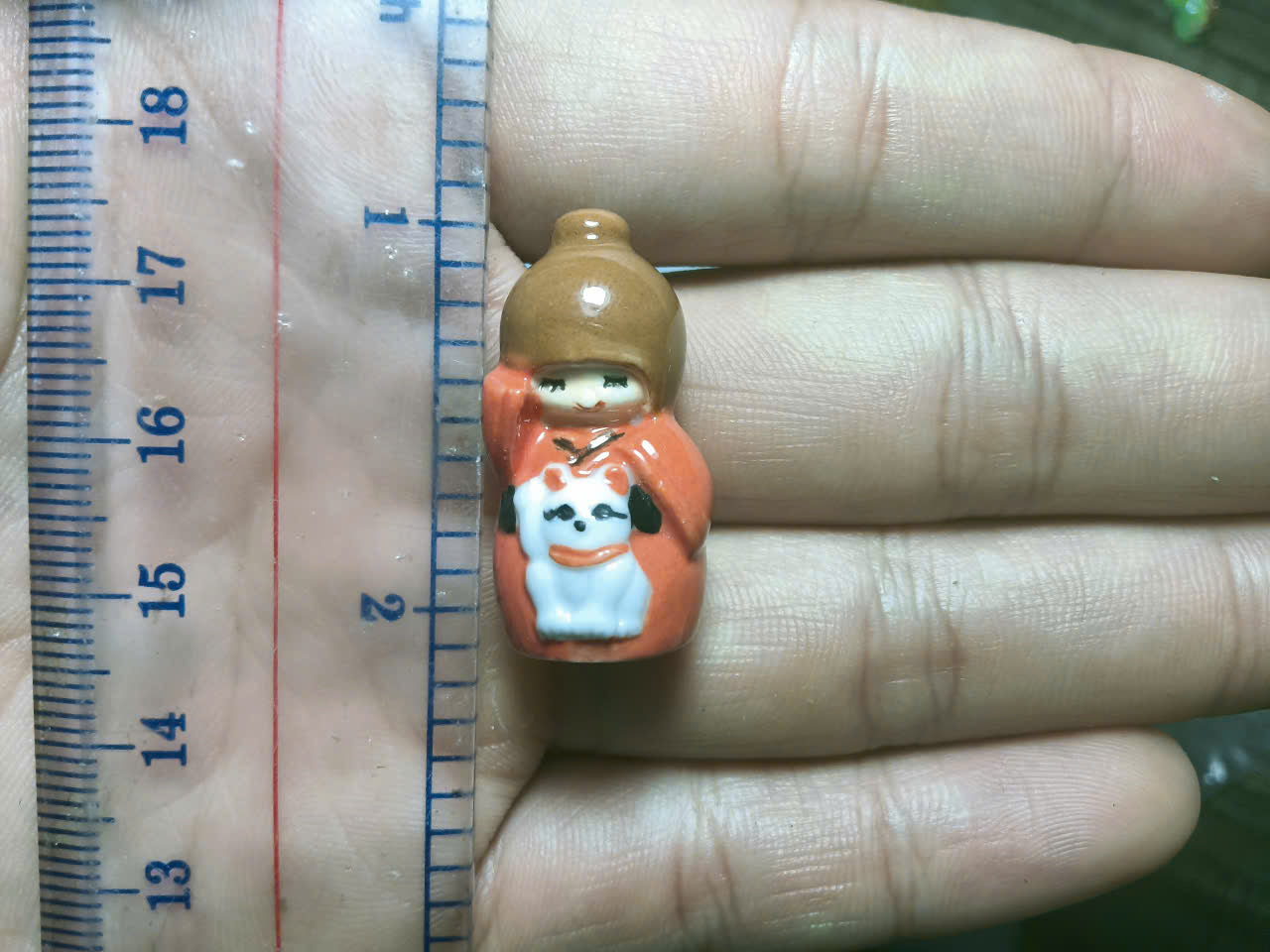 French Fève Miniature Porcelain Kokeshi Doll Figurine – Individual Collectible Oriental Lucky Charm King Cake Token