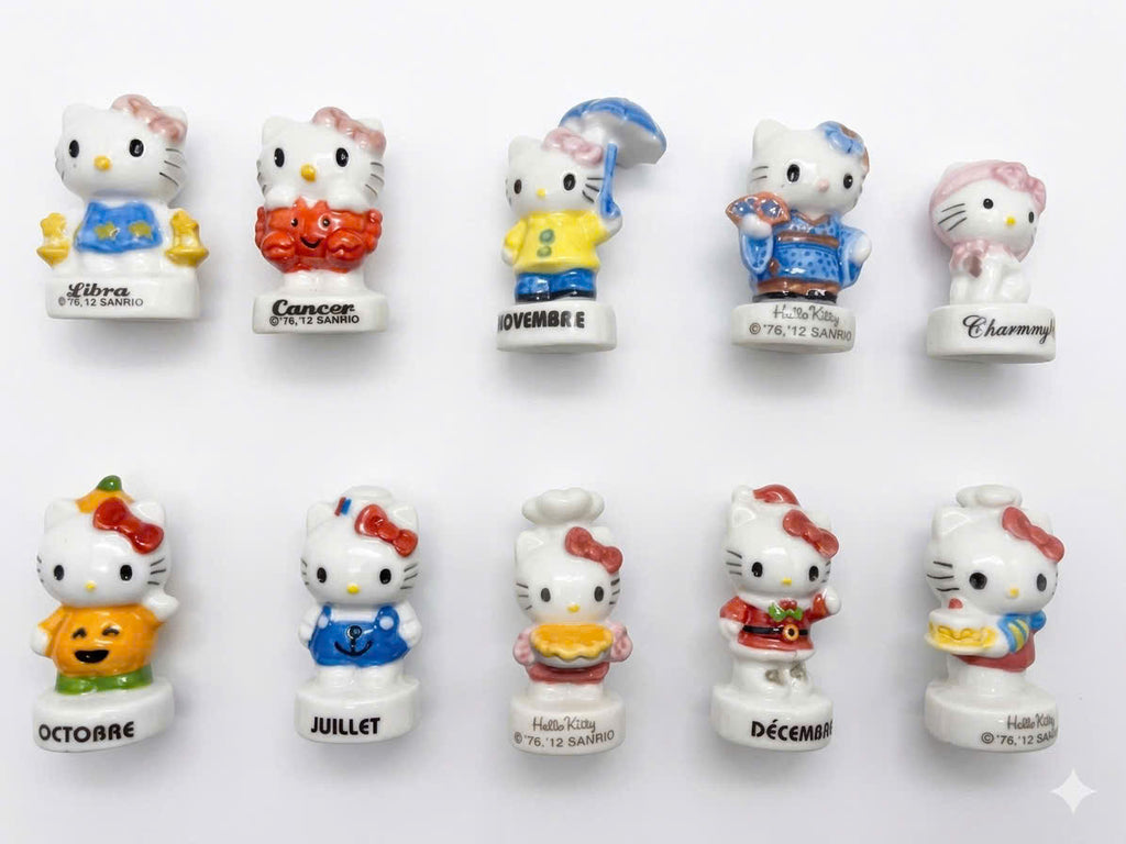 French Fève Miniature Porcelain Hello Kitty Figurine – Individual Collectible Sanrio Zodiac & Calendar King Cake Charm