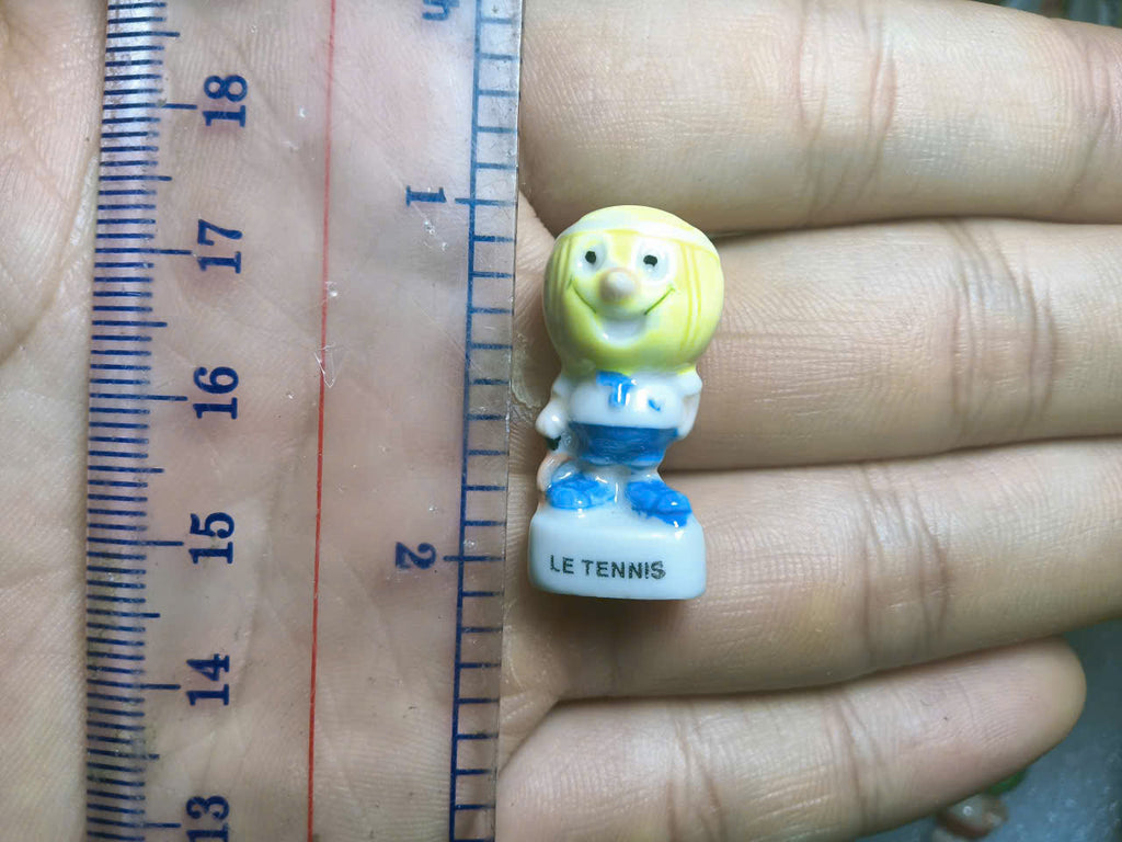 French Fève Miniature Porcelain Sports Ball Character – Individual Collectible Football & Baseball King Cake Charm