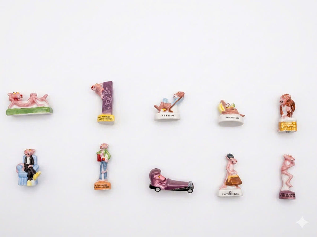 French Fève Miniature Porcelain Pink Panther Figurine – Individual Collectible United Artists King Cake Charm