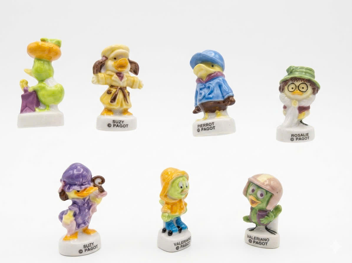 French Fève Miniature Porcelain Calimero Character Figurine – Individual Collectible Pagot Anime King Cake Charm
