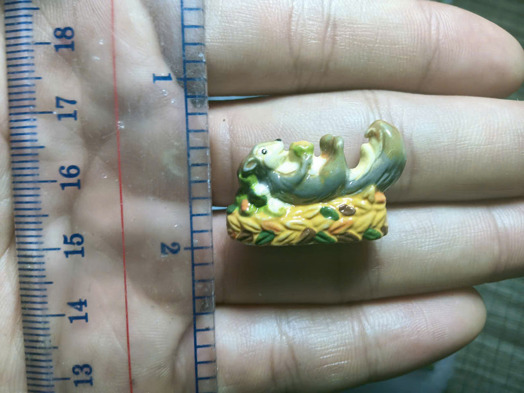 [Pick Your Own] Vintage French Fèves Porcelain Squirrels – Miniature Woodland Autumn Animals