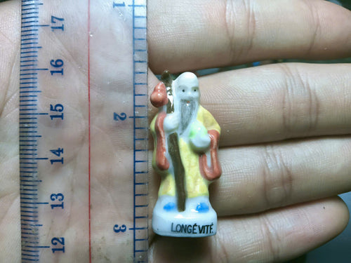 French Fève Miniature Porcelain Asian Deity – Individual Collectible Bonheur, Prospérité, Longévité King Cake Charm